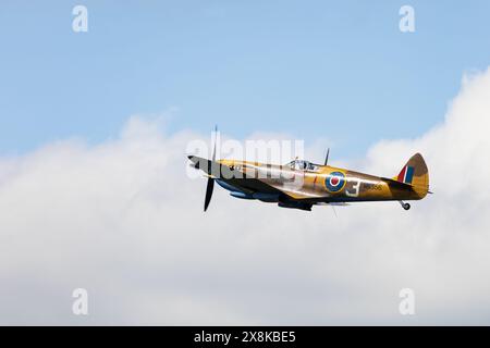 Supermarine Spitfire, MK356, im Wüstentarnbild des Battle of Britain Memorial Flight. Am 25. Mai 2024 bei der RAF Coningsby verwickelt Stockfoto