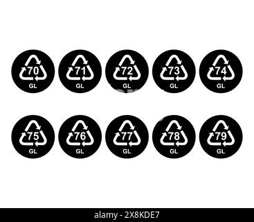 Set aus Glas Symbol, Ökologie Recycling-Zeichen isoliert auf weißem Hintergrund. Symbol für Verpackungsabfall . Stock Vektor