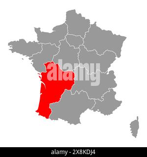 Neue Aquitanien von Frankreich Karte Symbol Form, Reise Web flach Konzept Symbol Symbol Vektor. Stock Vektor