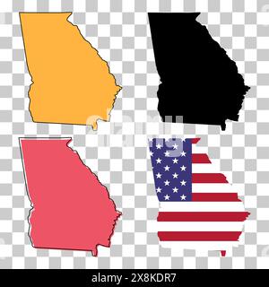 Set der Karte von Georgia, vereinigte staaten von amerika. Illustration des Symbols für flaches Konzept. Stock Vektor