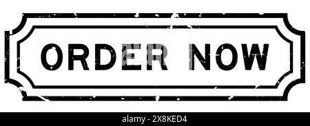 Grunge Black Order jetzt Wort quadratischer Gummistempel auf weißem Hintergrund Stock Vektor