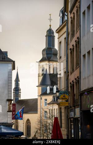 Barocke Kuppel von St. Michaels in Luxemburg. Stockfoto