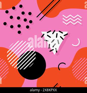 Nahtloses Memphis-Muster. Kachel mit geometrischen Formen. Stock Vektor