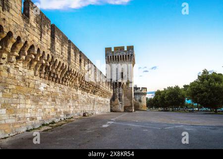 Die Stadt Avignon Verteidigungsmauer mit Blick auf die historischen Mauern, Südfrankreich Stockfoto