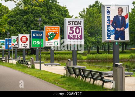 Den Haag, Niederlande, 26.05.2024, Billboards für die Wahlen zum Europäischen Parlament 2024 in den Niederlanden Stockfoto