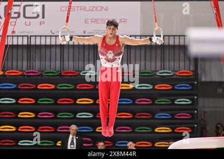 Florenz, Italien. Mai 2024. Vannucchi (Romagna Team) Ringe während der Kunstturnen - Serie A Final Six, Turnen in Florenz, Italien, 26. Mai 2024 Credit: Independent Photo Agency/Alamy Live News Stockfoto