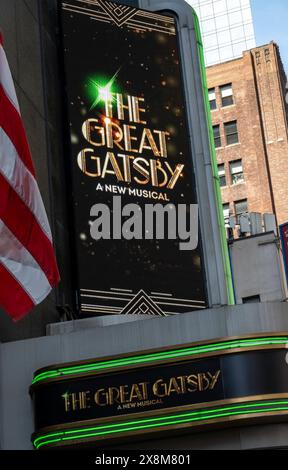 „The Great Gatsby“ Marquee am Broadway Theatre, New York City, USA 2024 Stockfoto