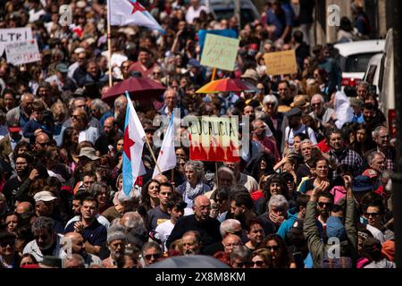 Galicien, Spanien. 26. Mai 2024, Palas de Rey, Lugo, EspaÃ±a: Demonstration gegen die Zellstofffabrik Altri in Palas de Rey, Provinz Lugo in Galicien, Spanien (Foto: © Elena Fernandez/ZUMA Press Wire) NUR REDAKTIONELLE VERWENDUNG! Nicht für kommerzielle ZWECKE! Quelle: ZUMA Press, Inc./Alamy Live News Stockfoto