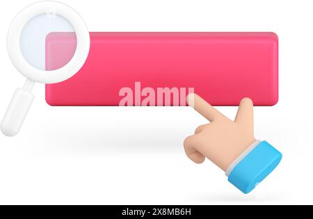 Informationen zur Optimierung der Internet-Suchmaschine Finding Feldleiste Klicken Sie auf das 3D-Symbol realistische Vektordarstellung. Websit des Adressfensters für die Online-Navigation Stock Vektor