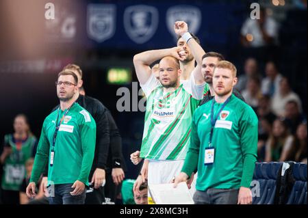 Hamburg, Deutschland. Mai 2024. Handball: EHF European League, SG Flensburg-Handewitt - Füchse Berlin, Finale vier, Finale, Barclays Arena. Berlins Paul Drux ist enttäuscht. Quelle: Noah Wedel/dpa/Alamy Live News Stockfoto