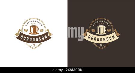 Kaffee- oder Teeshop-Logo-Vorlage Vektor-Illustration mit Bohnen-Silhouette gut für Café-Badge-Design und Menüdekoration. Retro-Typografie-Emblem. Stock Vektor