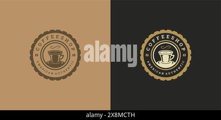 Kaffee- oder Teeshop-Logo-Vorlage Vektor-Illustration mit Bohnen-Silhouette gut für Café-Badge-Design und Menüdekoration. Retro-Typografie-Emblem. Stock Vektor