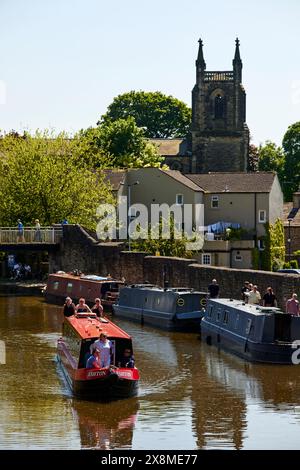 Skipton, Stadtzentrum von North Yorkshire, Leeds und Liverpool Canal Stockfoto