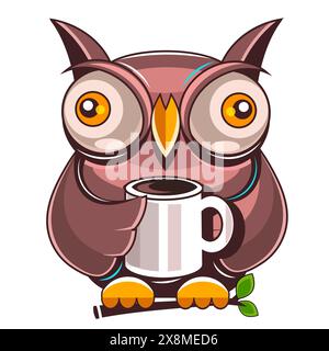 Illustration Eule Cartoon flache Farbe Vektor Poster. Abstrakter Eulen-Wandkunstdruck-Hintergrund für Einladungskarte Banner und Designvorlage Stock Vektor