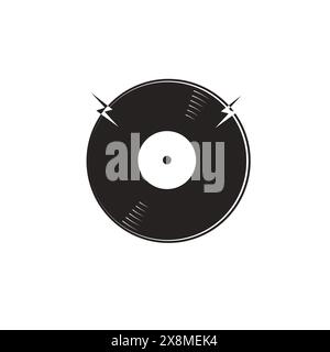 Vinylaufzeichnungslogo-Symbol-Vektorillustration. Handgezeichnete Eps10. Stock Vektor