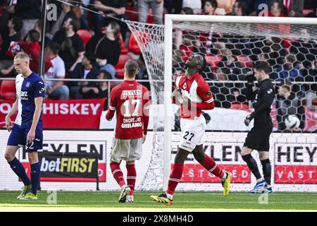 Antwerpen, Belgien. Mai 2024. Die Antwerpenerin Mandela Keita reagiert auf ein Fußballspiel zwischen Royal Antwerp FC und RSC Anderlecht am Sonntag, den 26. Mai 2024 in Antwerpen, am letzten Tag (10 von 10) der Play-offs der Champions in der ersten Liga der belgischen Meisterschaft 2023-2024. Am letzten Tag des belgischen Wettbewerbs können noch drei Teams Meister werden. BELGA FOTO TOM GOYVAERTS Credit: Belga Nachrichtenagentur/Alamy Live News Stockfoto