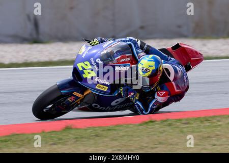 Barcelona, Spanien. Mai 2024. Marcos Ramirez aus Spanien vom Onlyfans American Racing Team mit Kalex im Qualifying von Moto2 Gran Premi Energi Monster de Catalunya 2024 auf dem Circuit de Barcelona-Catalunya in Barcelona. (Kreditbild: © David Ramirez/DAX via ZUMA Press Wire) NUR REDAKTIONELLE VERWENDUNG! Nicht für kommerzielle ZWECKE! Stockfoto