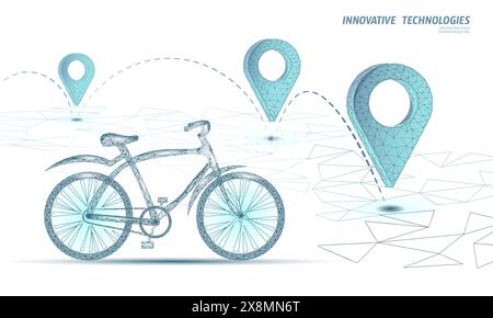 3D-E-Bike mit niedrigem Poly-Design. Moderne Transportlieferung. Outdoor Sport Aktivität umweltfreundliches Fahrrad polygonale Poster Vektor Illustration Stock Vektor