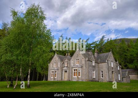 Glas-allt Shield Jagdhütte, Loch Muick, Balmoral Estate, Deeside, Aberdeenshire, Schottland, Großbritannien. Stockfoto