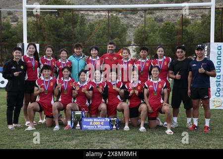 Villajoyosa, Spanien. Mai 2024. Shangong, die chinesische Rugby-Mannschaft, gewann das 37. Costa Blanca Rugby Sevens Turnier am Sonntag, den 26. Mai 2024. Sport - Rugby. (Quelle: Alejandro van Schermbeek/Alamy Live News Stockfoto