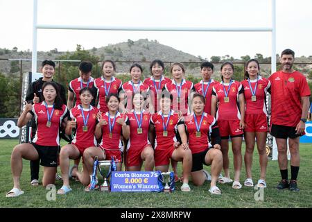 Villajoyosa, Spanien. Mai 2024. Shangong, die chinesische Rugby-Mannschaft, gewann das 37. Costa Blanca Rugby Sevens Turnier am Sonntag, den 26. Mai 2024. Sport - Rugby. (Quelle: Alejandro van Schermbeek/Alamy Live News Stockfoto