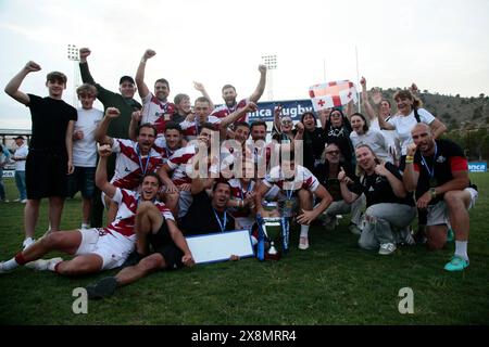 Villajoyosa, Spanien. Mai 2024. Das Rugby-Team aus Georgia gewann das 37. Costa Blanca Rugby Sevens Turnier am Sonntag, den 26. Mai 2024. Sport - Rugby. (Quelle: Alejandro van Schermbeek/Alamy Live News Stockfoto