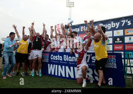 Villajoyosa, Spanien. Mai 2024. Das Rugby-Team aus Georgia gewann das 37. Costa Blanca Rugby Sevens Turnier am Sonntag, den 26. Mai 2024. Sport - Rugby. (Quelle: Alejandro van Schermbeek/Alamy Live News Stockfoto