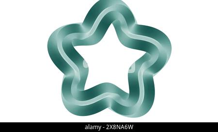 Bewegliche 3D-Sternform mit Winkeln. Design. Eine sich ständig drehende Sternfigur mit Metallform. 3D-Stern aus Metall dreht sich auf weißem Hintergrund Stockfoto