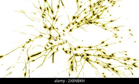 Animation der Aktivität von Neuronen und Synapsen. Design. Elektrische Impulse senden Signale. Gedankenkonzept. Stockfoto