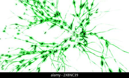 Animation der Aktivität von Neuronen und Synapsen. Design. Elektrische Impulse senden Signale. Gedankenkonzept. Stockfoto