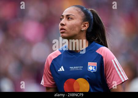 Selma Bacha von Olympique Lyonnais bereitet sich vor dem Finale der UEFA Women's Champions League 2023/24 zwischen dem FC Barcelona und Olympique Lyonnais auf Stockfoto