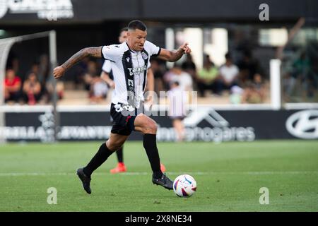 Cartagena, Spanien. Mai 2024. Damián Musto, argentinischer Spieler des FC Cartagena während des Spiels, FC Cartagena gegen SD Huessca, reguläres Hypermotion League-Spiel Cartagonova Stadion, Cartagena, Region Murcia Spanien, 26. Mai 2024. Quelle: Pascu Méndez/Alamy Live News Stockfoto