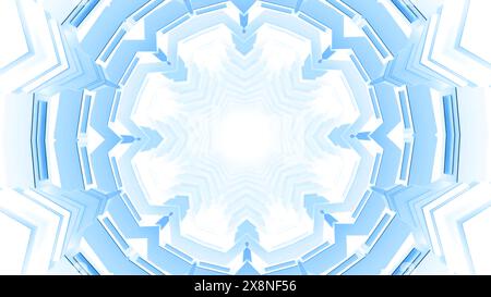 Rundtunnel mit veränderter Form in floraler Form. Bewegung. Ringe und Schichten eines beweglichen Tunnels verwandeln sich in andere Formen. Tunnel verwandelt sich in Stockfoto