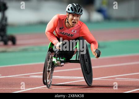 Kobe Japan. Mai 2024. Tomoki Ikoma (JPN), 24. MAI 2024 - Leichtathletik: Universal 4100m Relay Finale im Kobe Universiade Memorial Stadium während der Kobe Para Leichtathletik Weltmeisterschaft 2024 in Kobe Japan. Quelle: SportsPressJP/AFLO/Alamy Live News Stockfoto