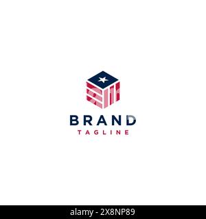 Aufbewahrungsbox Symbol Mit Patriotismus Thema. Box-Symbol mit Stern- und Red Line-Logo. Stock Vektor