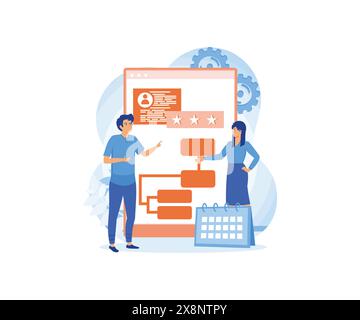 Online-Service oder -Plattform zur Analyse von Mitbewerbern. Marktforschung und Entwicklung von Geschäftsstrategien. Moderne Illustration des flachen Vektors Stock Vektor