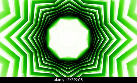 3D abstrakter kunstvoller dekorativer Hintergrund. Design. Das konzentrische Kaleidoskop der hypnotischen Flora. Stockfoto