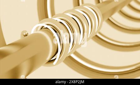 Abstrakter Alien-Tunnel mit Metallrohren. Design. Details zu extraterrestrischen Maschinen. Stockfoto
