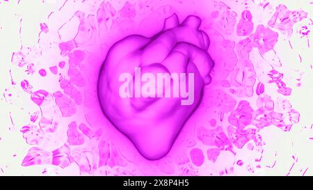 Farbenfrohe Animation des menschlichen Herzens. Bewegung. Künstlerisches Konzept der menschlichen Anatomie. Stockfoto