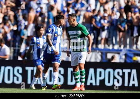 Lissabon, Portugal. Mai 2024. Alan Varela (FC Porto), Pedro Goncalves (Sporting CP), die im Finale des TACA de Portugal 2024 zwischen dem FC Porto und Sporting CP (2:1) im Estadio Nacional Jamor zu sehen waren. Endstand; FC Porto 2:1 Sporting CP Credit: SOPA Images Limited/Alamy Live News Stockfoto