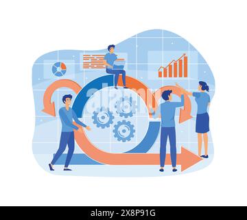 Geschäftskonzept der agilen Entwicklungsmethodik. Agile Life Cycle für Software-Entwicklungsdiagramm. Regelzyklus und Prozessmanagement der adaptiven Programmierung Stock Vektor