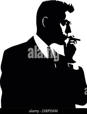 Gangster Detective Mafia Polizist Mann Geschäftsmann. Vektorabbildung. Stock Vektor