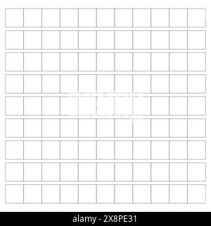 Arbeitsmappe zum Schreiben von Hieroglyphen. Liniertes Papier zum Drucken. Geometrisches Muster für die Schule. Realistisches liniertes Papier. Simulator zum Schreiben von Chinesisch Stock Vektor
