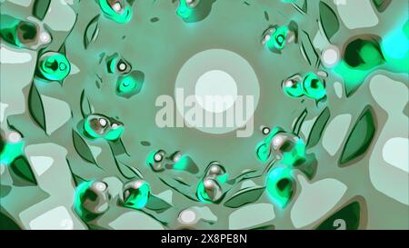 SCI fi Hintergrund mit technologischem Tunnel. Design. Winzige bunte Kugeln um die unebene Tunnelwand. Stockfoto