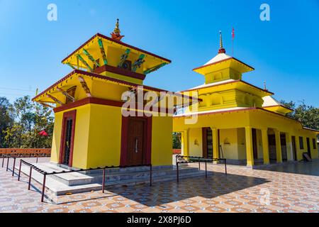 Mahendranagar, Nepal - 2. Februar 2024: Vishnu Dham Saket Dham Hindu Tempel in Kanchanpur, Mahendranagar, Nepal Stockfoto