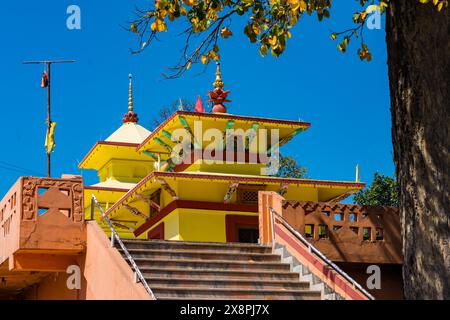 Mahendranagar, Nepal - 2. Februar 2024: Vishnu Dham Saket Dham Hindu Tempel in Kanchanpur, Mahendranagar, Nepal Stockfoto