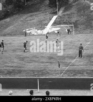 Die sowjetische Fußballnationalmannschaft trainiert im Juni 1958 in Hindås, Schweden. FIFA Fussball-Weltmeisterschaft 1958, Schweden. Foto: Kamerareportage/TT-Code 2524 Stockfoto