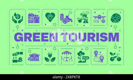 Grüner Tourismus hellgrünes Wort-Konzept Stock Vektor