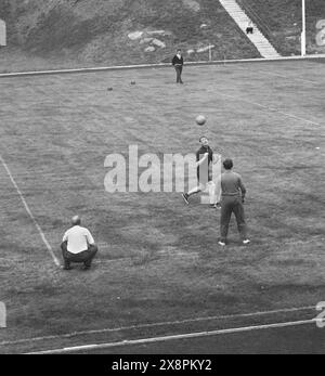 Die sowjetische Fußballnationalmannschaft trainiert im Juni 1958 in Hindås, Schweden. FIFA Fussball-Weltmeisterschaft 1958, Schweden. Foto: Kamerareportage/TT-Code 2524 Stockfoto