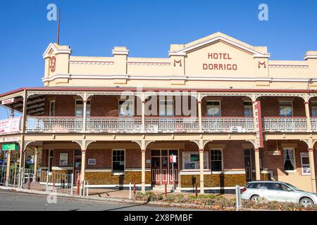 Das Heritage Hotel Dorrigo, Motelzimmer und Gastronomiebetrieb, Architektur und Kulturerbe der 1920er Jahre, Dorrigo Stadtzentrum, NSW, Australien Stockfoto